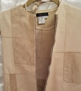 Arden B beige suede/leather vest & matching halter